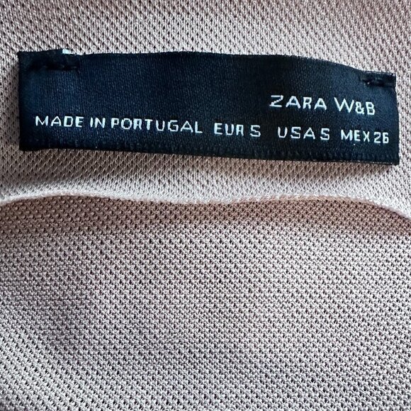 Zara Asymmetrical Long Sleeve Top Dusty Pink/Beige - Size Small - Picture 7 of 10